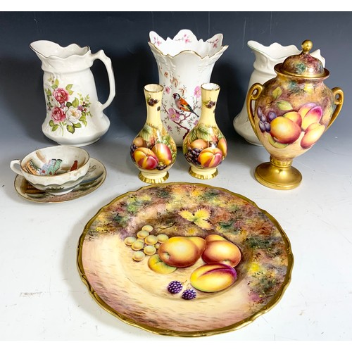 177 - 2 OLD FOLEY JAMES KENT STAFFORDSHIRE HARMONY ROSE PITCHERS/A BROSNIC BONE CHINA VASE/A PAIR OF AYNSL... 