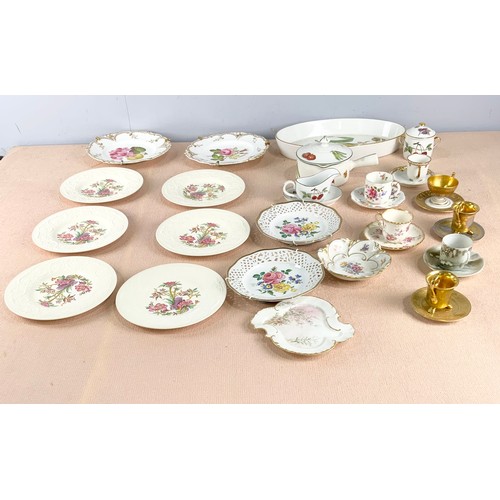 201 - MISC. CHINA AND PORCELAIN INCLUDING DEMI TASSE CUPS AND SAUCERS, CONTINENTAL PORCELAIN PLATES, 6 WED... 