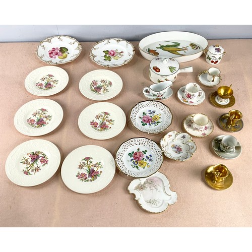 201 - MISC. CHINA AND PORCELAIN INCLUDING DEMI TASSE CUPS AND SAUCERS, CONTINENTAL PORCELAIN PLATES, 6 WED... 