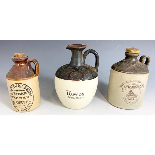 241 - COLLECTION OF EARTHENWARE BOTTLES AND JUGS SAME LABELLED PLUS A N EARTHENWARE SALT HOLDER AND UTENSI... 