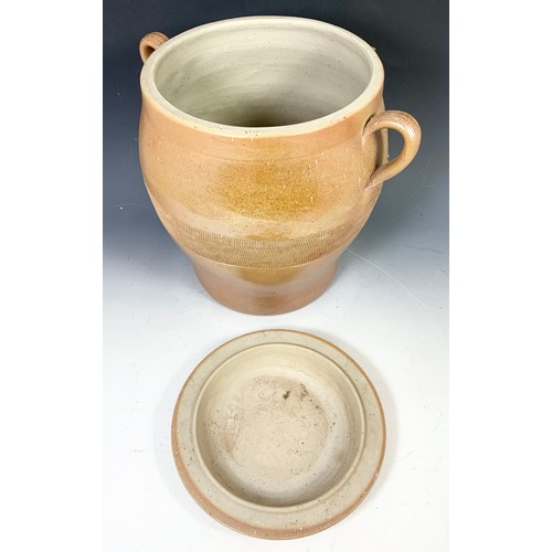 237 - LARGE SALT GLAZED VESEEL / BREAD CROCK 41cm TALL