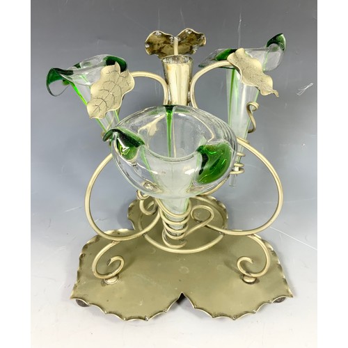 271 - ART NOUVEAU EPERGNE MISSING CENTRAL TRUMPET VASE