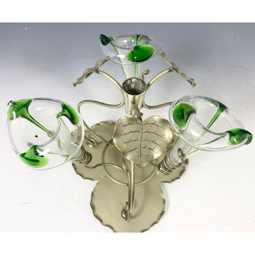 271 - ART NOUVEAU EPERGNE MISSING CENTRAL TRUMPET VASE