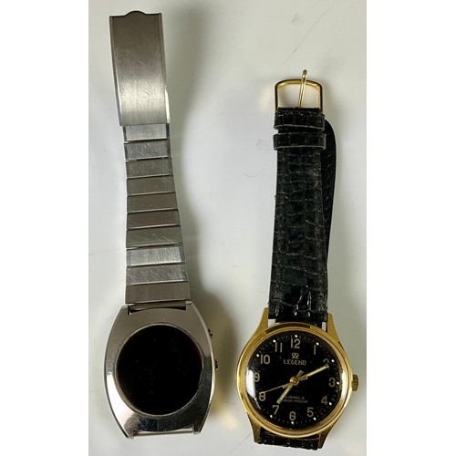 301 - A 1970’S LEGEND 19 JEWELS GENTS WRISTWATCH AND A VINTAGE DIGITAL WRISTWATCH WITH RED DISPLAY