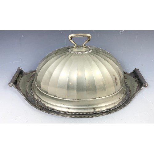 323 - SILVER PLATED MEAT DOME AND PLATE  WIDTH 45cm