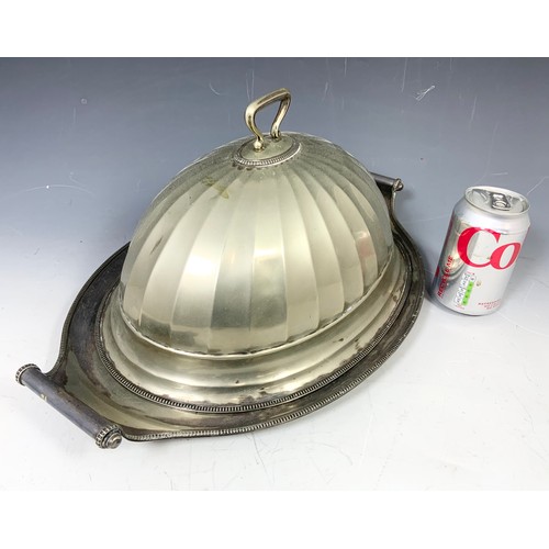 323 - SILVER PLATED MEAT DOME AND PLATE  WIDTH 45cm