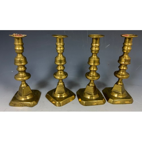 345 - SET OF 4 BRASS CANDLESTICKS 22.5cm