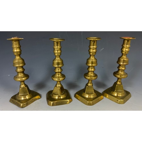 345 - SET OF 4 BRASS CANDLESTICKS 22.5cm