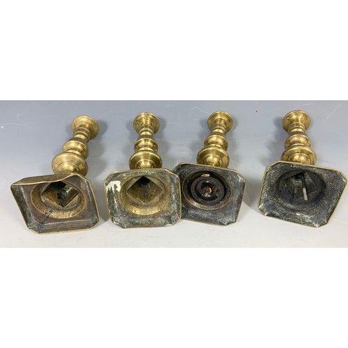 345 - SET OF 4 BRASS CANDLESTICKS 22.5cm