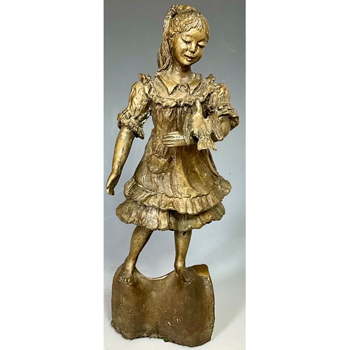 353 - BRONZE? MODEL POSSIBLE EX ROYAL WORCESTER DEPICTING A YOUNG GIRL