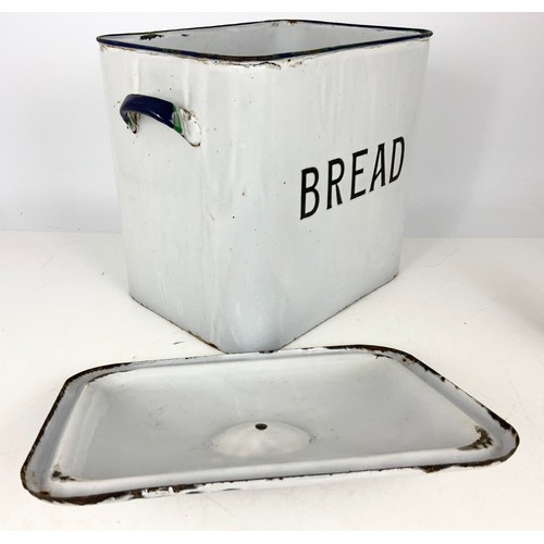 339 - ENAMELLED METAL BREAD CROCK