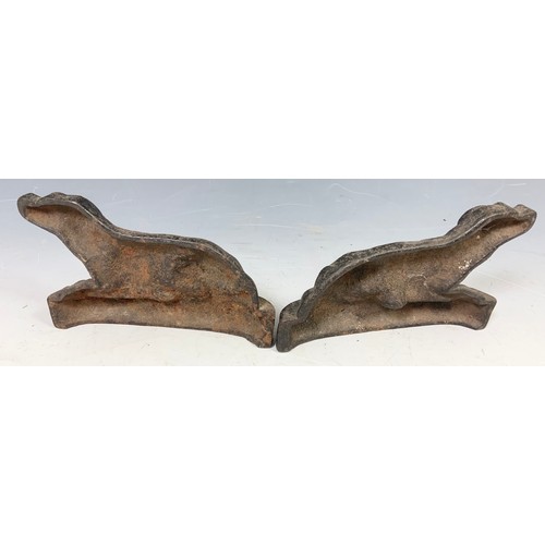 358 - MATCHING PAIR OF  CAST IRON DOG PORTERS WIDTH 15cm