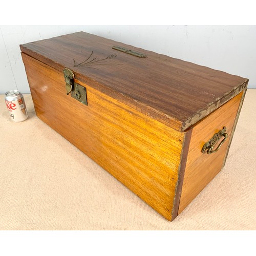 382 - WOODEN BOX WITH HINGED LID “GRAND STEWARDS” WIDTH 66cm