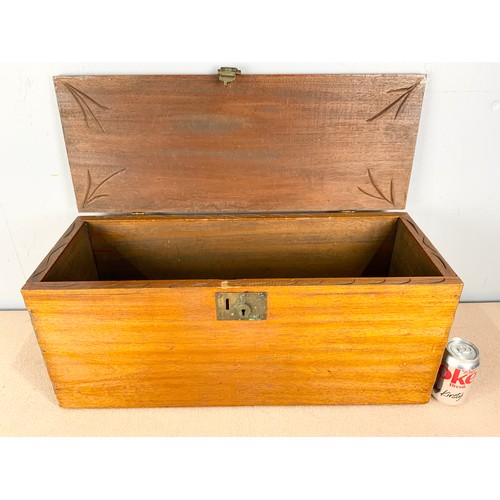 382 - WOODEN BOX WITH HINGED LID “GRAND STEWARDS” WIDTH 66cm