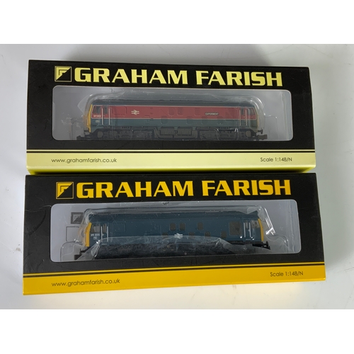 547 - GRAHAM FARISH, 2 BOXED MODELS, 371-087A CLASS 25/2 25225 BR BLUE 6DCC, ADVISED CHIP CODE 2525, & 372... 