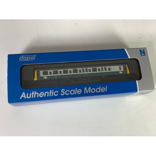 550 - DAPOL, BOXED N GAUGE ND209A CLASS 122 SINGLE CAR DMU, 55005, BLUE GREY,