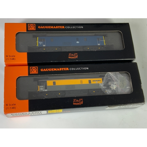 552 - N GAUGE GAUGEMASTER COLLECTION, 2 BOXED CLASS 73 ED’S 73128 IN DUTCH & 73124 BR BLUE ADVISED CHIP CO... 