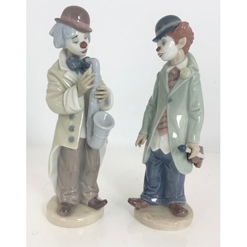 150 - PAIR OF LLADRO MUSICAL CLOWN FIGURES TALLEST 23cm