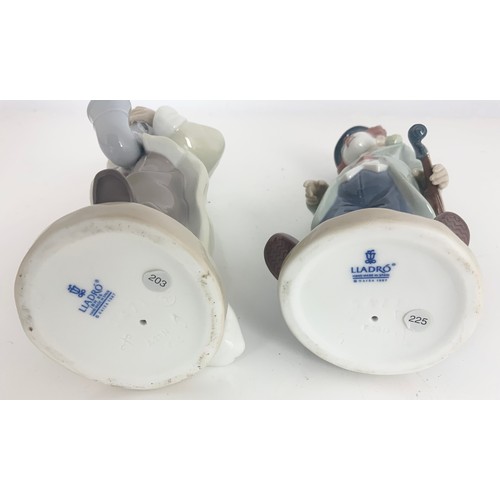 150 - PAIR OF LLADRO MUSICAL CLOWN FIGURES TALLEST 23cm