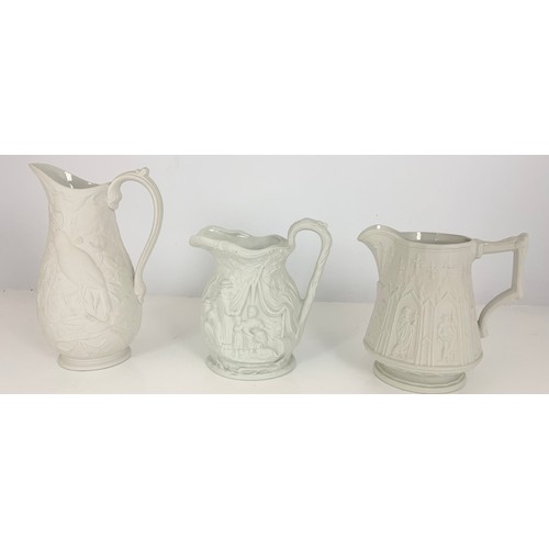 183 - 3 PORTMEIRION PORCELAIN RELIEF DECORATED JUGS