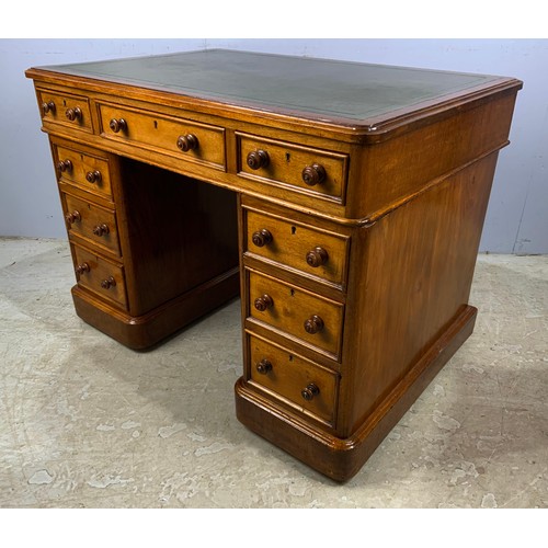 580 - TWIN PEDESTAL DESK WITH TOOLED LEATHER WRITING SURFACE 106cm x 71cm