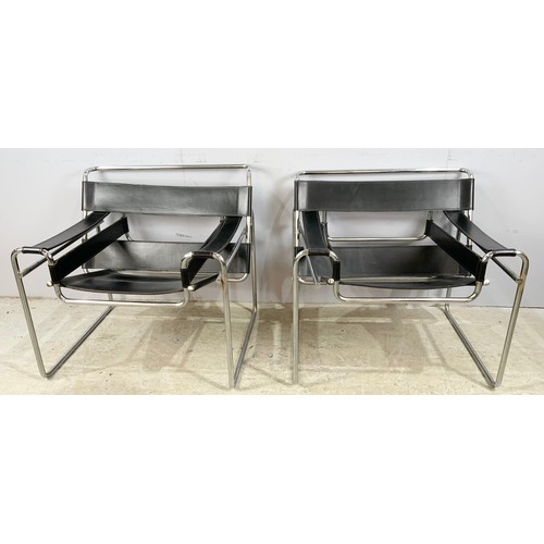 712 - PR. MODERNIST ITALIAN CHROME AND LEATHER CHAIRS