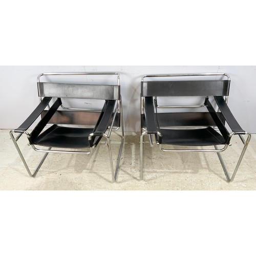 712 - PR. MODERNIST ITALIAN CHROME AND LEATHER CHAIRS