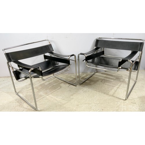 712 - PR. MODERNIST ITALIAN CHROME AND LEATHER CHAIRS