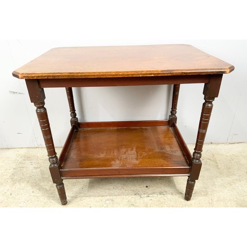 591 - MAHOGANY OCCASSIONAL TABLE WITH TWO TIERS 68cm x50cm