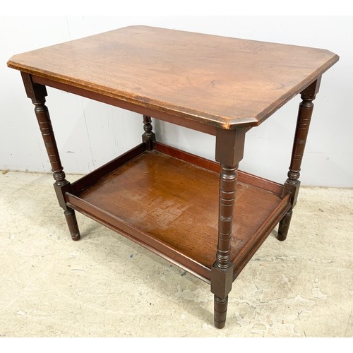 591 - MAHOGANY OCCASSIONAL TABLE WITH TWO TIERS 68cm x50cm