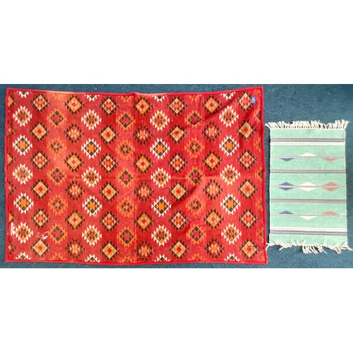 746 - WESTLAND WOVENS BY PENDLETON RED GROUND AZTEC STYLE BLANKET RUG, PORTLAND OREGAN Approx. 205cm x 138... 