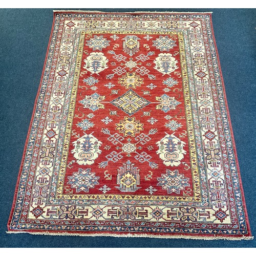 739 - AFGHAN KAZAK RED GROUND RUG 198X148 CM