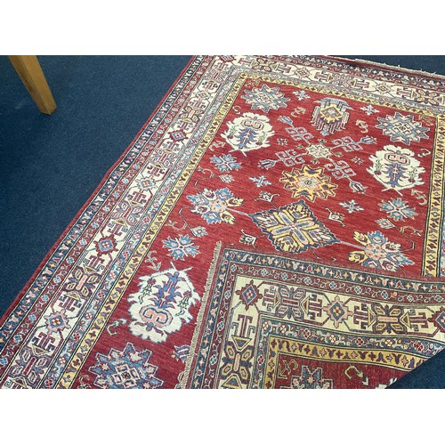 739 - AFGHAN KAZAK RED GROUND RUG 198X148 CM