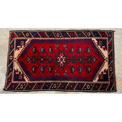 740 - TURKISH DOSEMEALTI RED GROUND RUG 125cm x 72cm