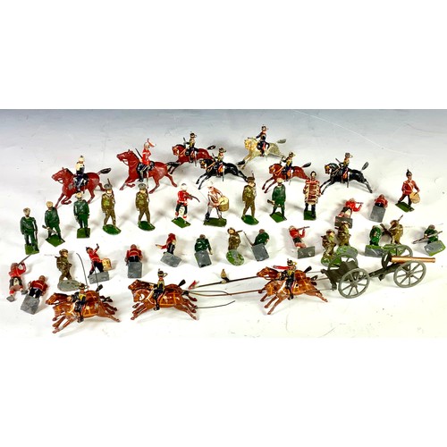 60 - COLLECTION OF EARLY 20TH CENTURY MILITARY FIGURES, BRITAINS & SIMILAR, CAVALRY, INFANTRY, GUN TROOP,... 