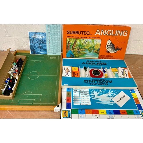 59 - SUBBUTEO ANGLING, BOXED & SUPER SOCCER GAME WITH ASSESSORIES AS SHOWN