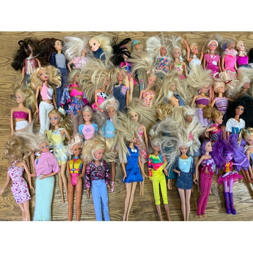 53 - BARBIE, SINDY & SIMILAR DOLLS, WITH A VARIETY OF OUTFITS, 50 IN TOTAL AS SHOWN