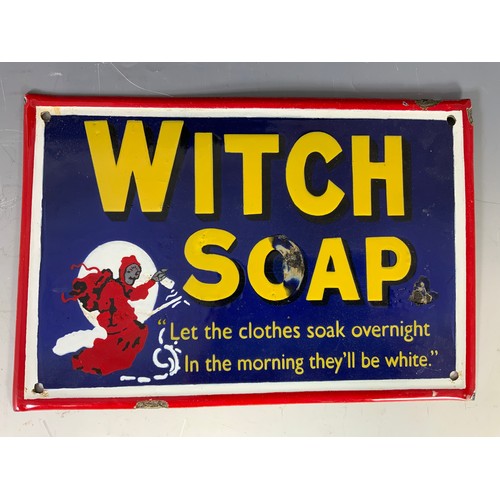 7 - WITCH SOAP ENAMEL ADVERTISING SIGN, APPROX 24 X 35 CM