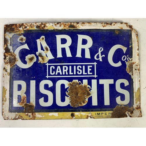 3 - VINTAGE CARR AND CO BISCUITS CARLISLE ENAMEL SIGN, APPROX 26 X 18 CM