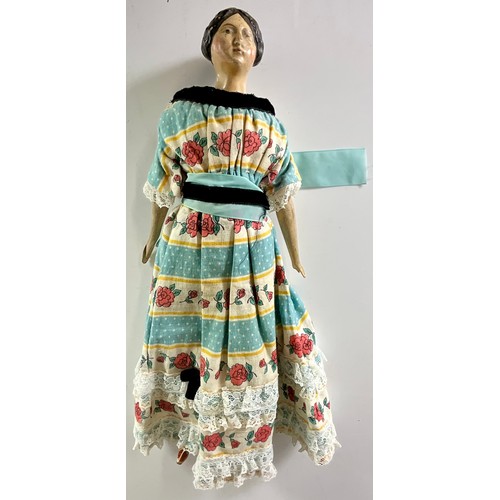 447 - ANTIQUE PAPIER MACHE DOLL POSSIBLY MID 19TH CENTURY