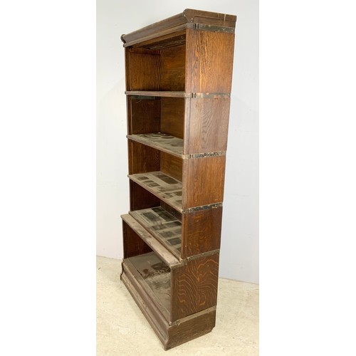 592 - 5 SECTION GLOBE WERNICKE BOOK CASE MISSING ITS FRONTS BUT WITH ORIGINAL LABELS  193cm TALL WIDTH 87c... 