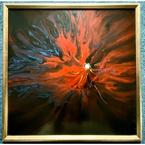 13 - OIL ON BOARD ‘THE SUN DANCES’ BY GORDON STRACHAN. Approx. 57 x 57cm