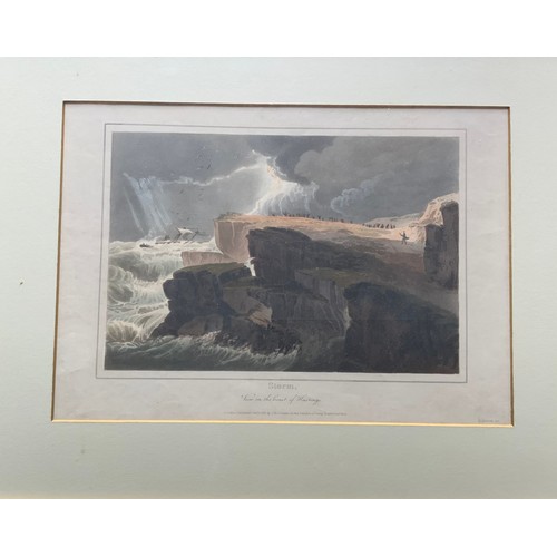 45 - 4 LONDON PUBLISHED S  & J FULLER COLOUR ENGRAVINGS RAIN, MISTY MORNING, RAINBOW EFFECT &  STORM DATE... 