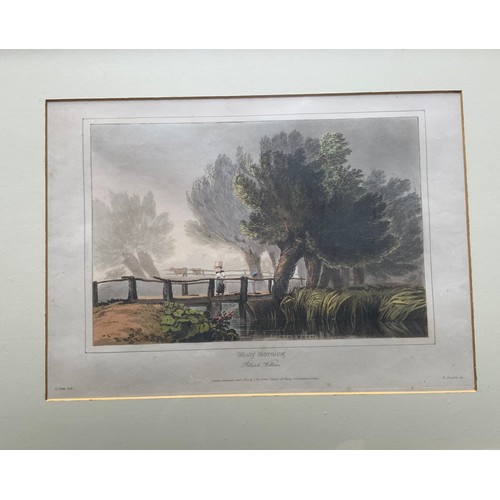 45 - 4 LONDON PUBLISHED S  & J FULLER COLOUR ENGRAVINGS RAIN, MISTY MORNING, RAINBOW EFFECT &  STORM DATE... 