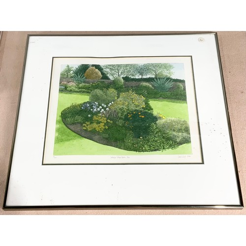 52 - MISC. PRINTS INC. DAVID SUFF LTD. ED. CAMBRIDGE COTTAGE GARDEN, KEY, EQUESTRIAN CARICATURE SIGNED AR... 