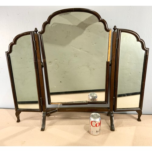 68 - ORNATE TRIPTYCH DRESSING TABLE MIRROR  69cm TALL