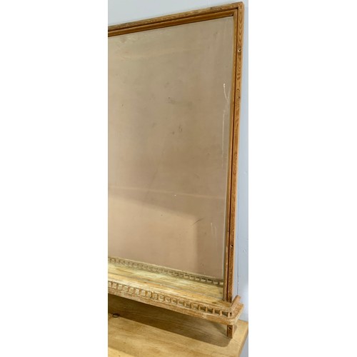 70 - LARGE PINE FRAMED RECTANGULAR MIRROR WITH SHELF 115cm x 85cm