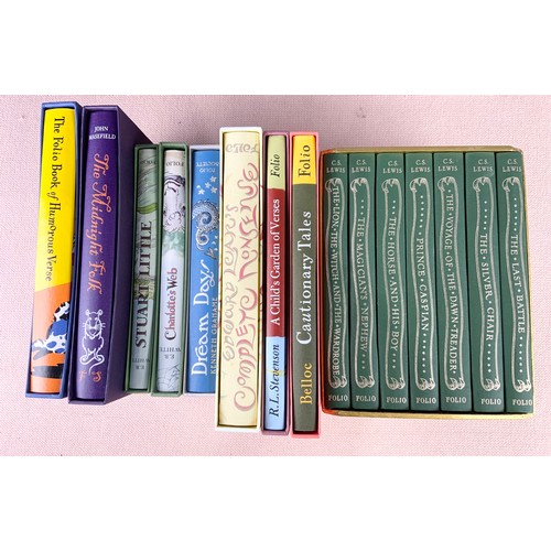 85 - QUANTITY OF FOLIO SOCIETY BOOKS INC ANDREW LANG FAIRY BOOKS, BOX SET OF CS LEWIS BOOKS ETC