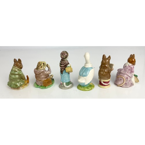 123 - 6 BESWICK BEATRIX POTTER MODELS INCLUDING JEREMY FISHER & SAMUEL WHISKERS WITH BACK-STAMPS, HUNCA MU... 