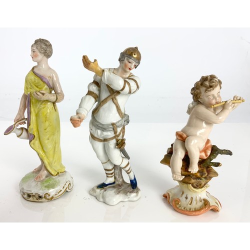 103 - COLLECTION OF 19TH CENTURY CONTINENTAL FIGURES INC. PR. CHERUB SHOES AND 3 FIGURES